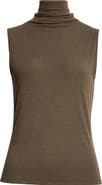 Vince Sleeveless Modal Turtleneck Top