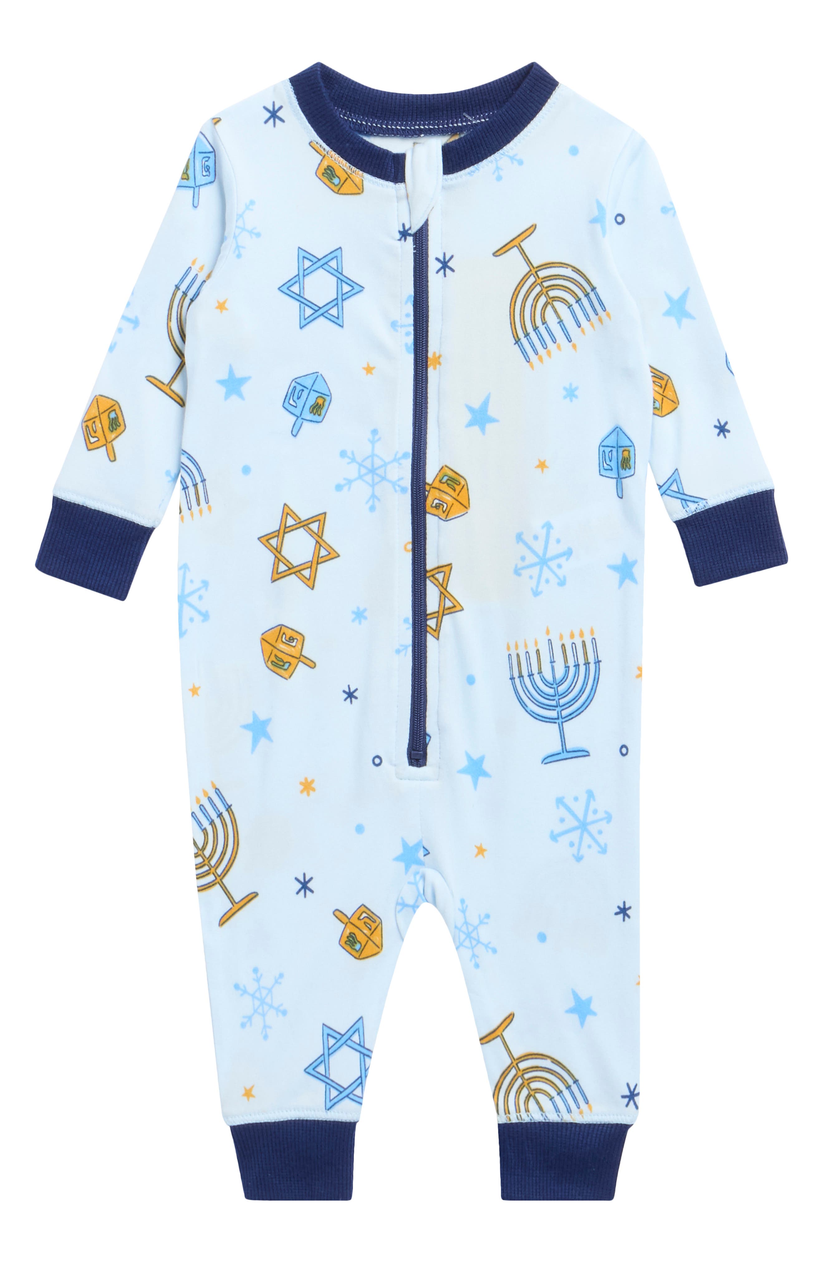 JACLYN Matching Family Hanukkah Print Fitted One-Piece Pajamas