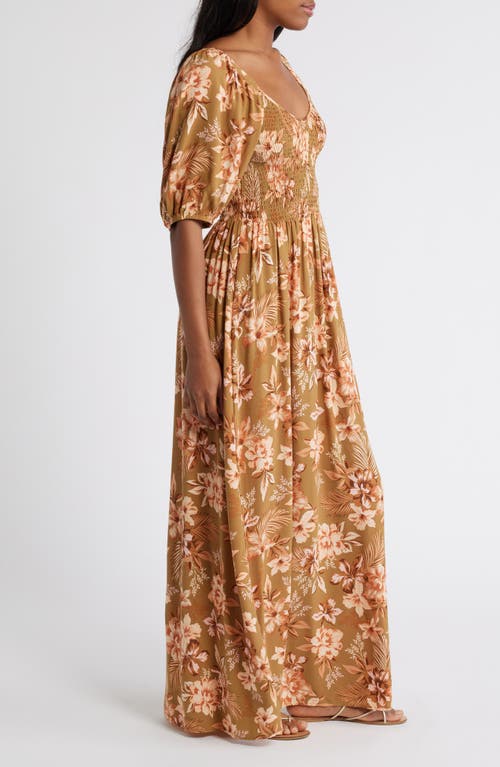 Rip Curl Desert Dreams Smocked Poplin Maxi Dress