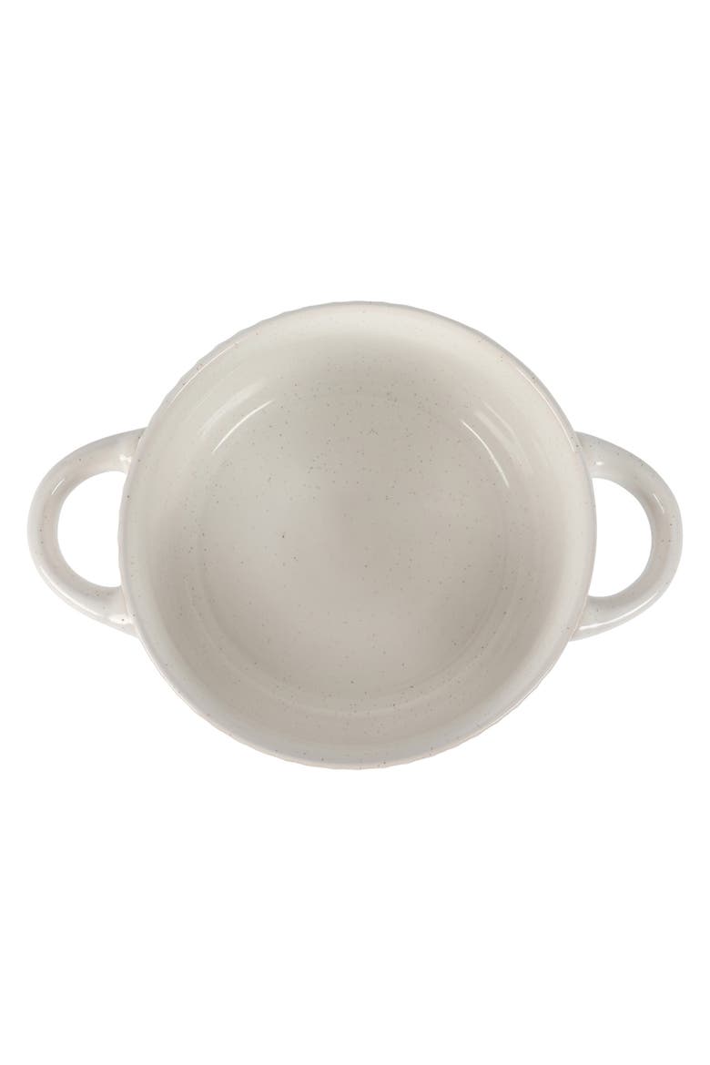 Earlhart 2 Piece 6 Inch Ribbed Stoneware Soup Bowl Set with Handles, Alternate, color, White