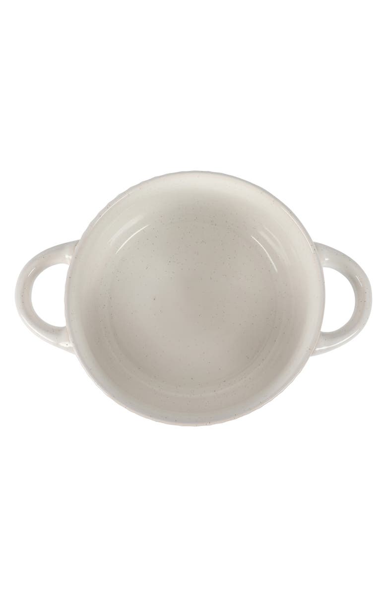 Gibson Elite Earlhart 2 Piece 6 Inch Ribbed Stoneware Soup Bowl Set with Handles, Alternate, color, White