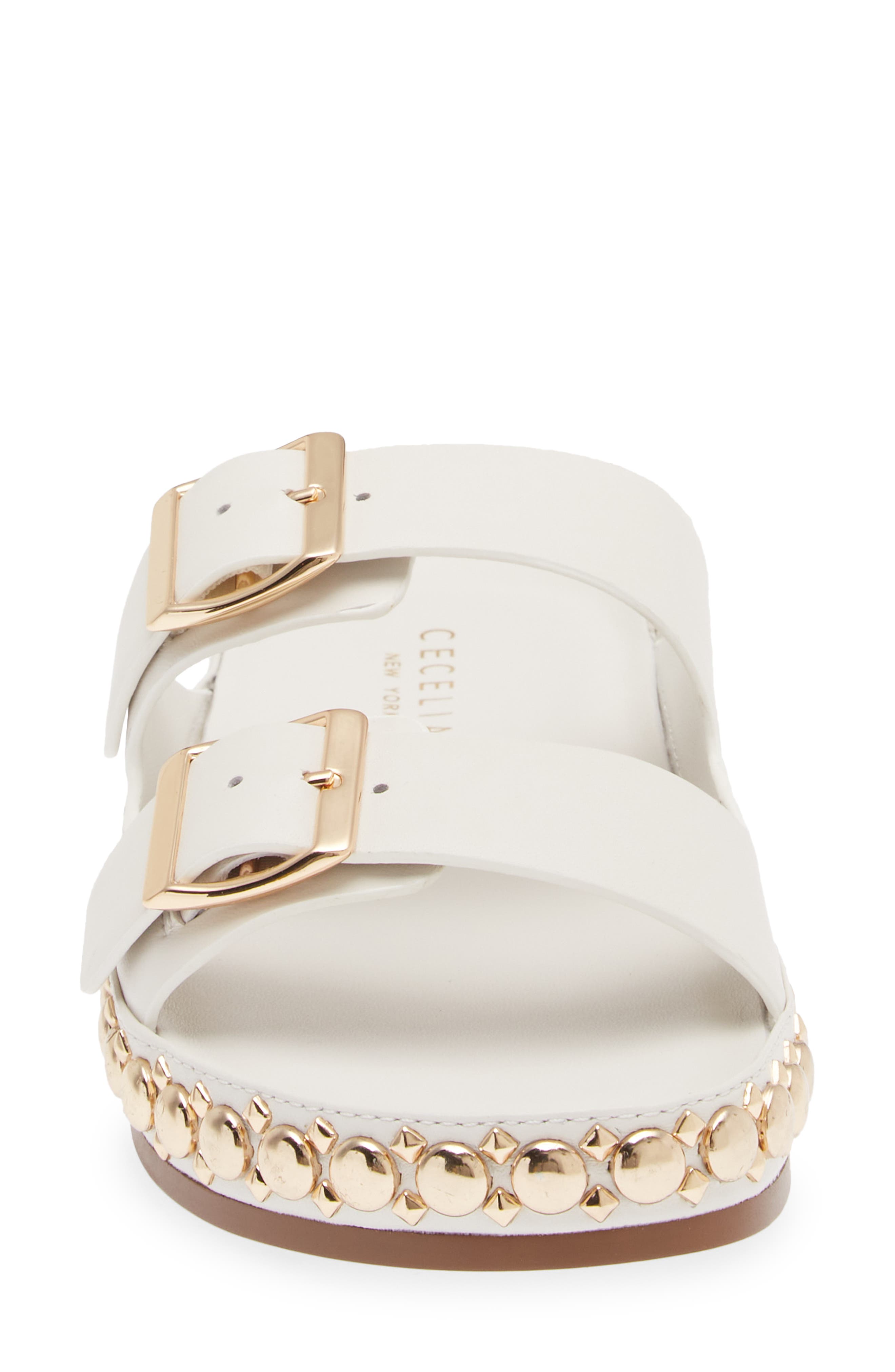 Cecelia New York Emma Stud Slide Sandal, Alternate, color, White