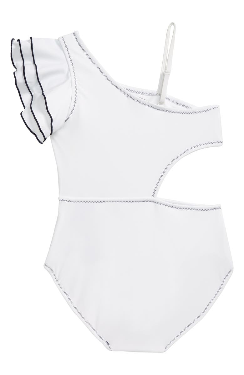 Habitual Girl Habitual Ruffle One-Shoulder Swimsuit, Alternate, color, 