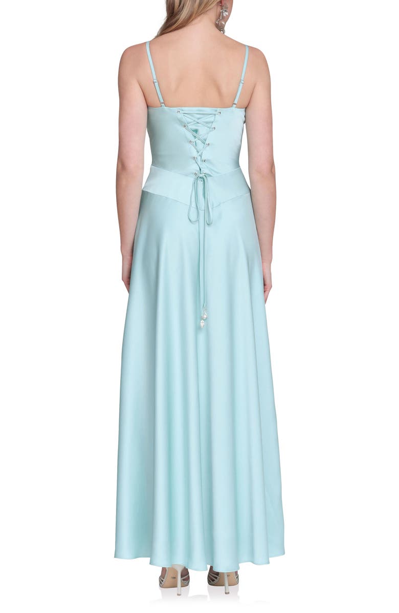 Avec Les Filles Sleeveless Satin Gown, Alternate, color, Aqua