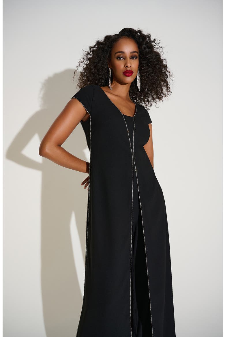 Rhinestone Detail Wide Leg Jumpsuit, Alternate, color, BLACK