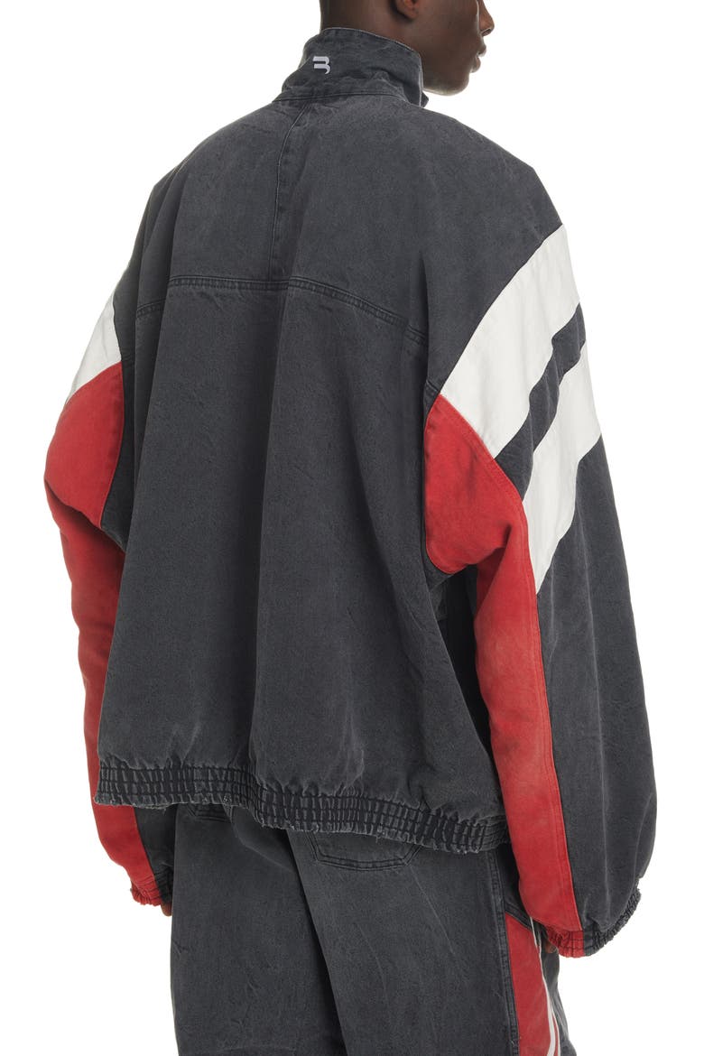 Denim Track Jacket, Alternate, color, WASHED BLACK