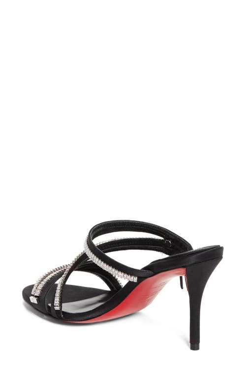 Christian Louboutin Meryl Zip Strass Satin Red Sole Sandals In Black