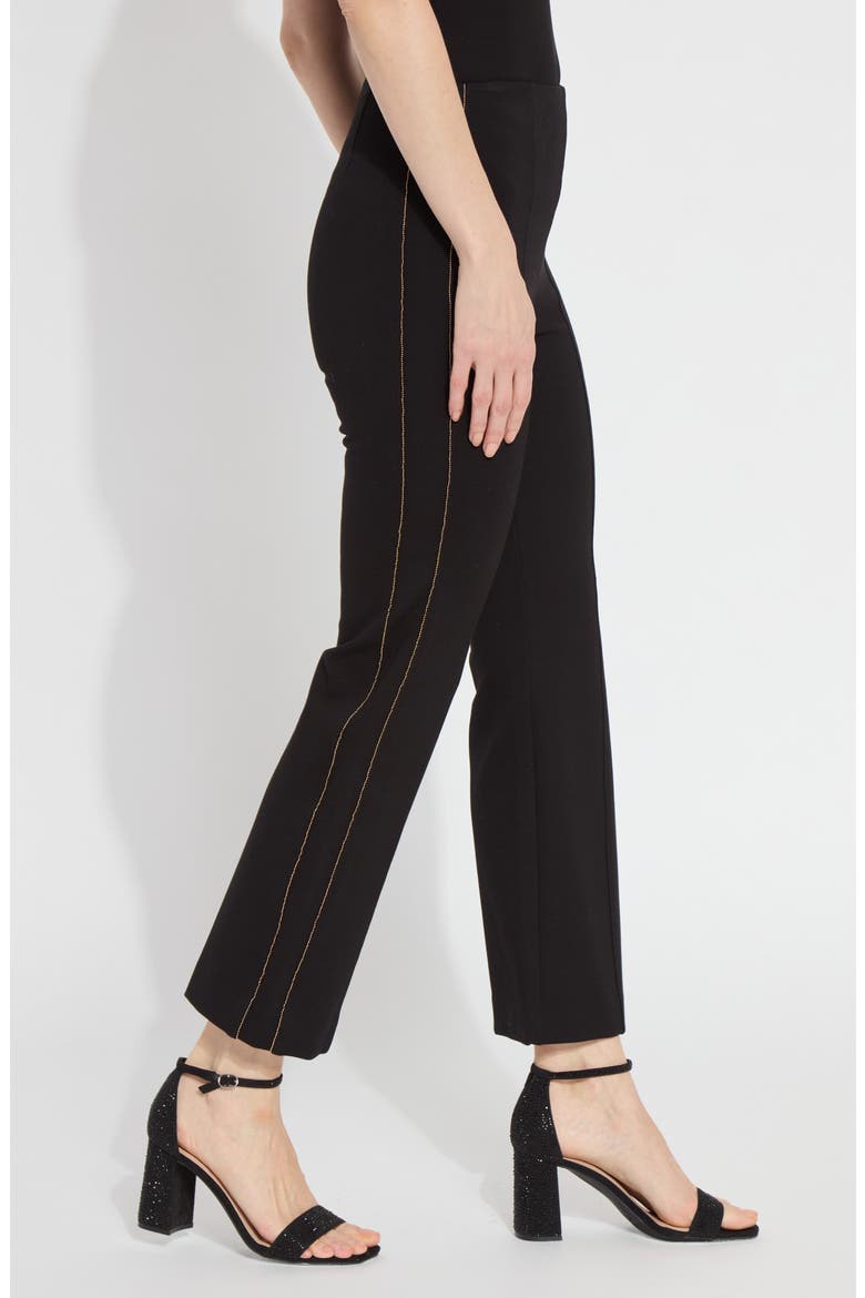 Embellished Side Ankle Pants, Alternate, color, BLACK