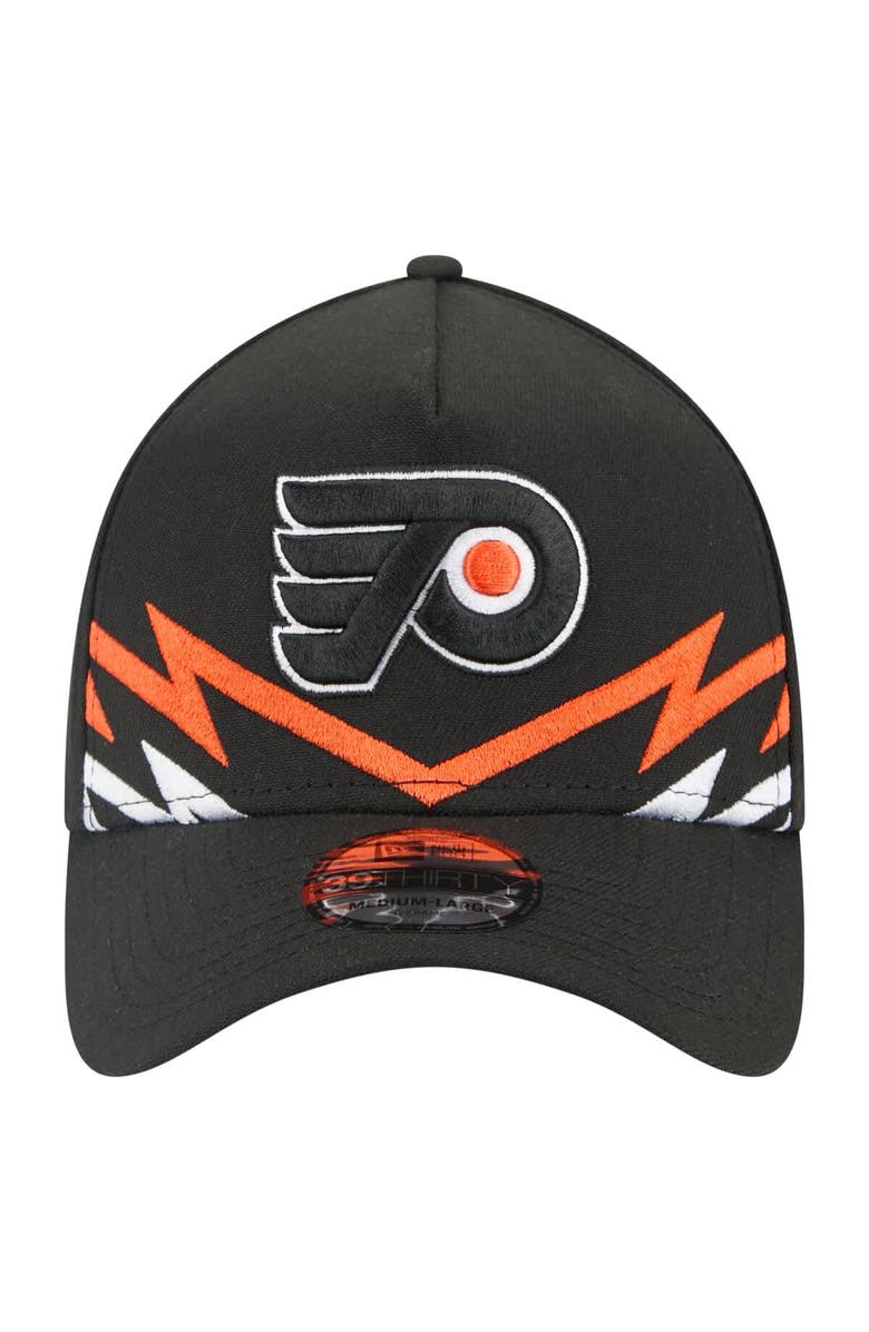 New Era Men's New Era Black Philadelphia Flyers 39THIRTY A-Frame Perforated Flex Hat, Alternate, color, Black