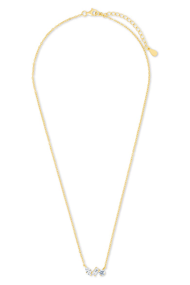 Trio Cut Cubic Zirconia Pendant Necklace, Alternate, color, GOLD