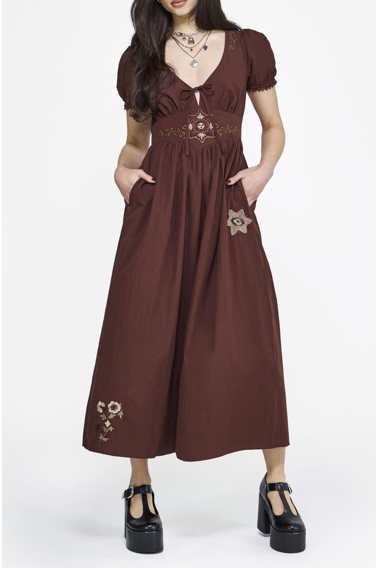 Arianwen Embroidered Midaxi Dress, Main, color, Red