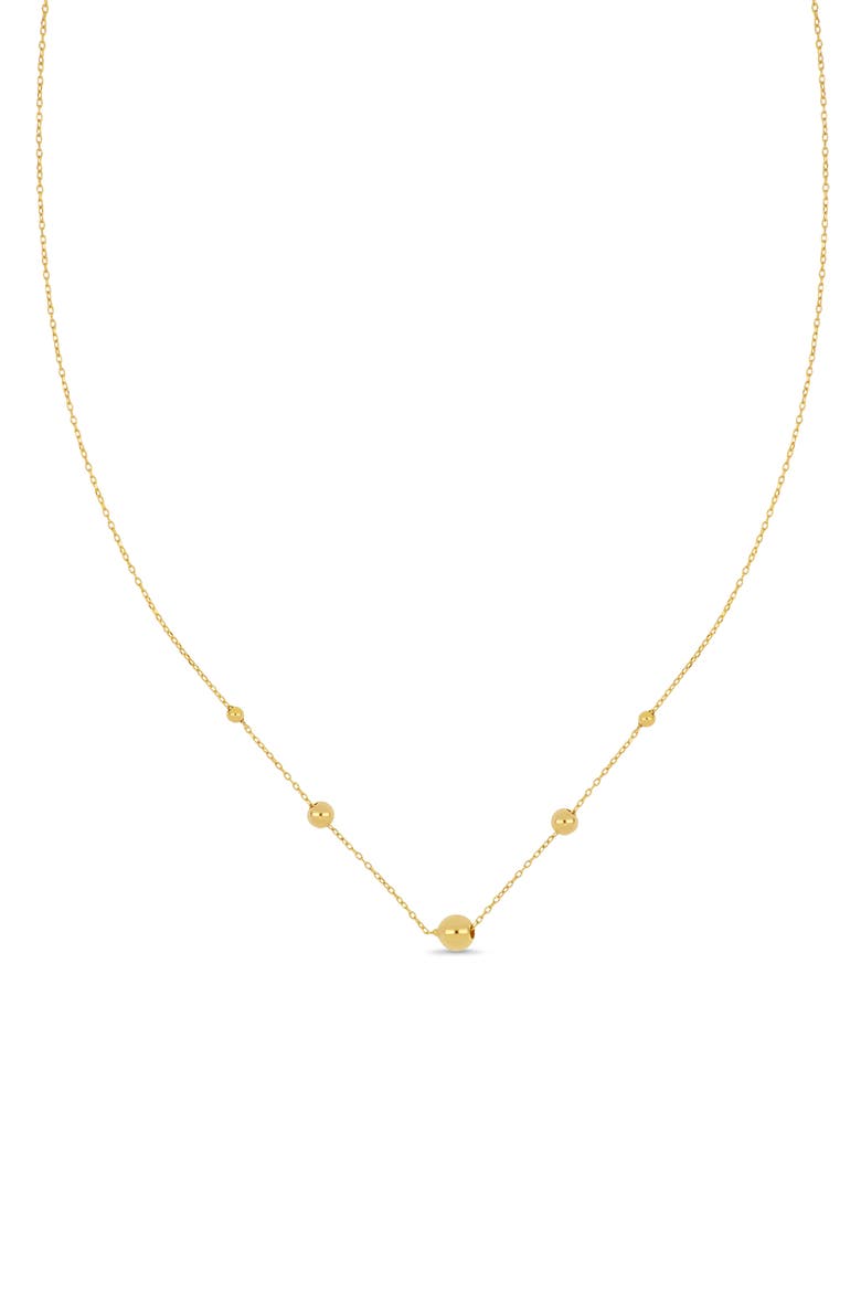 14k Gold Graduated Bead Station Chain Necklace, Main, color, 14K YELLOW GOLD