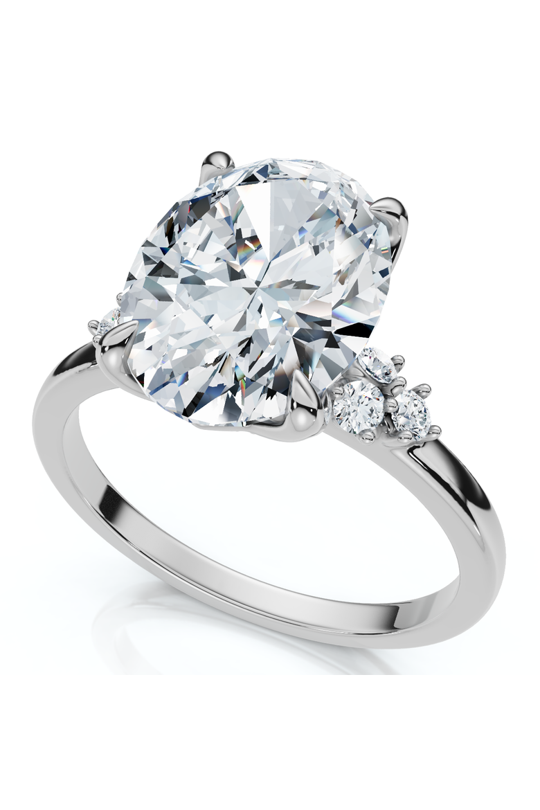 3 1/10Ct Oval Carlie Diamond Engagement Ring 14k Gold or Platinum Lab Grown, Alternate, color, 14k White Gold