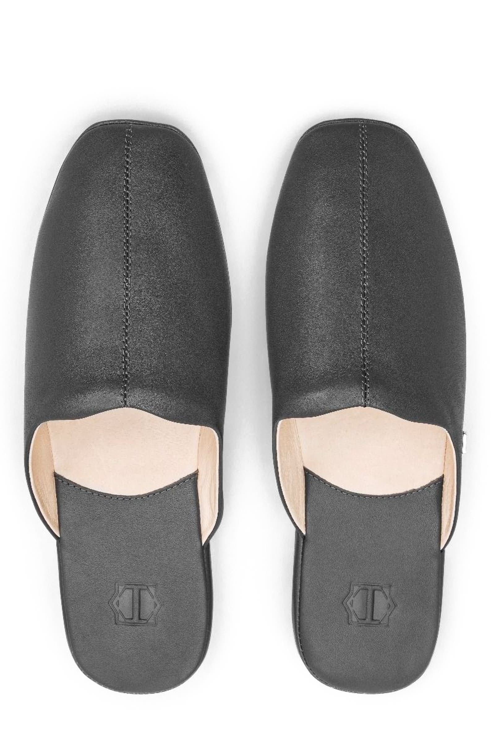 Togas Glen Men's Leather Slippers, Alternate, color, Grey