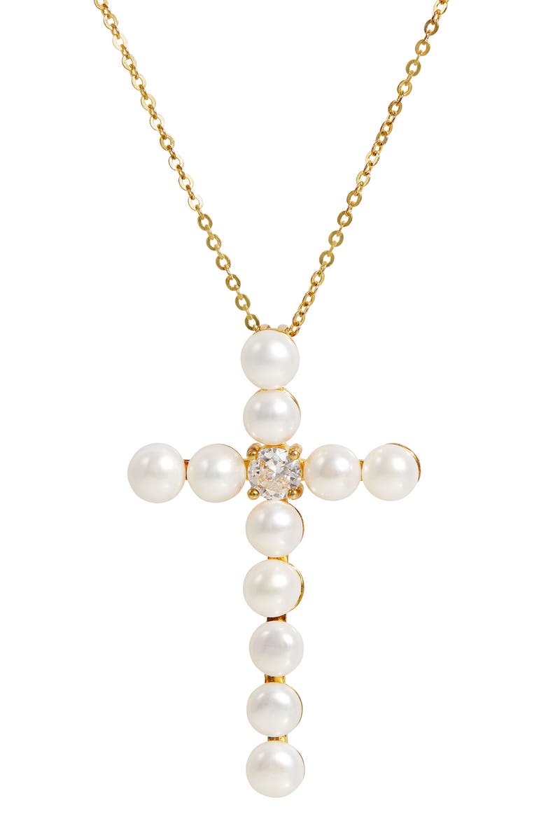 Freshwater Pearl Pendant Necklace, Main, color, YELLOW