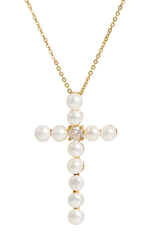 SAVVY CIE JEWELS Freshwater Pearl Pendant Necklace in Yellow 