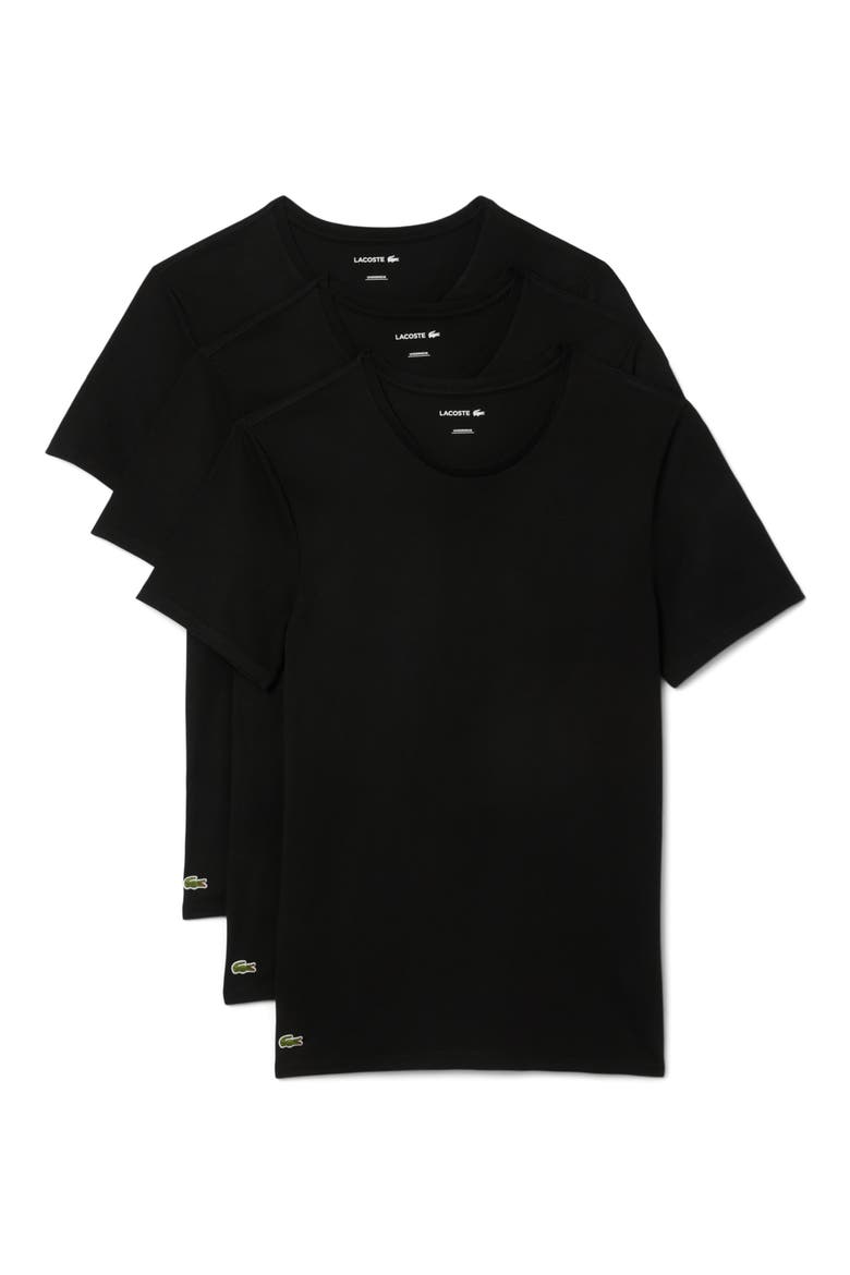 3-Pack Cotton Crewneck T-Shirts, Alternate, color, BLACK