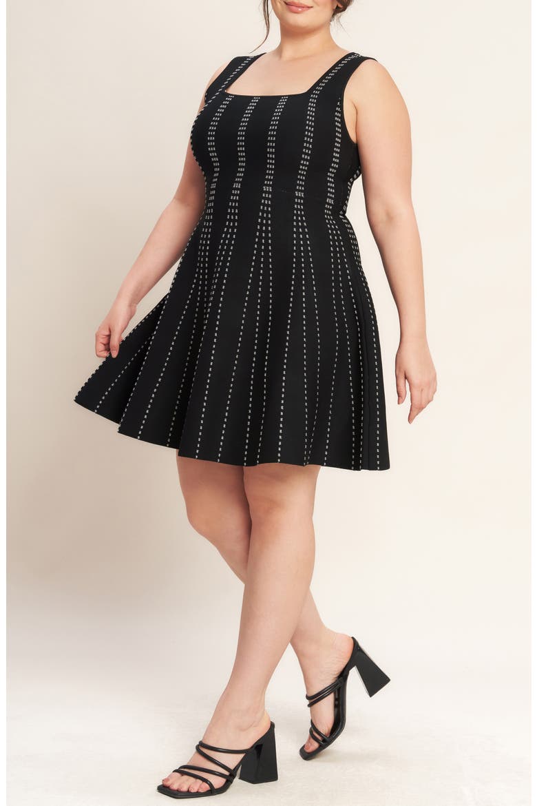 Sweater Minidress, Alternate, color, BLACK/ SILVER
