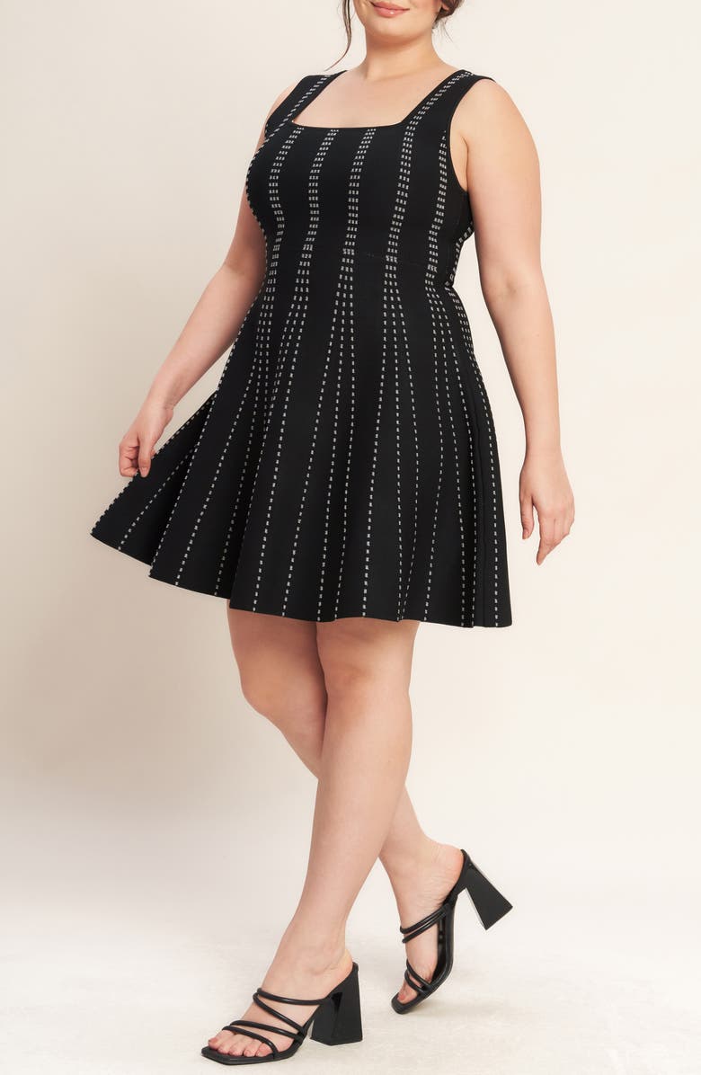 FLYING TOMATO Sweater Minidress, Alternate, color, Black/ Silver