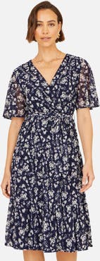 Yumi Floral Mesh Wrap Dress