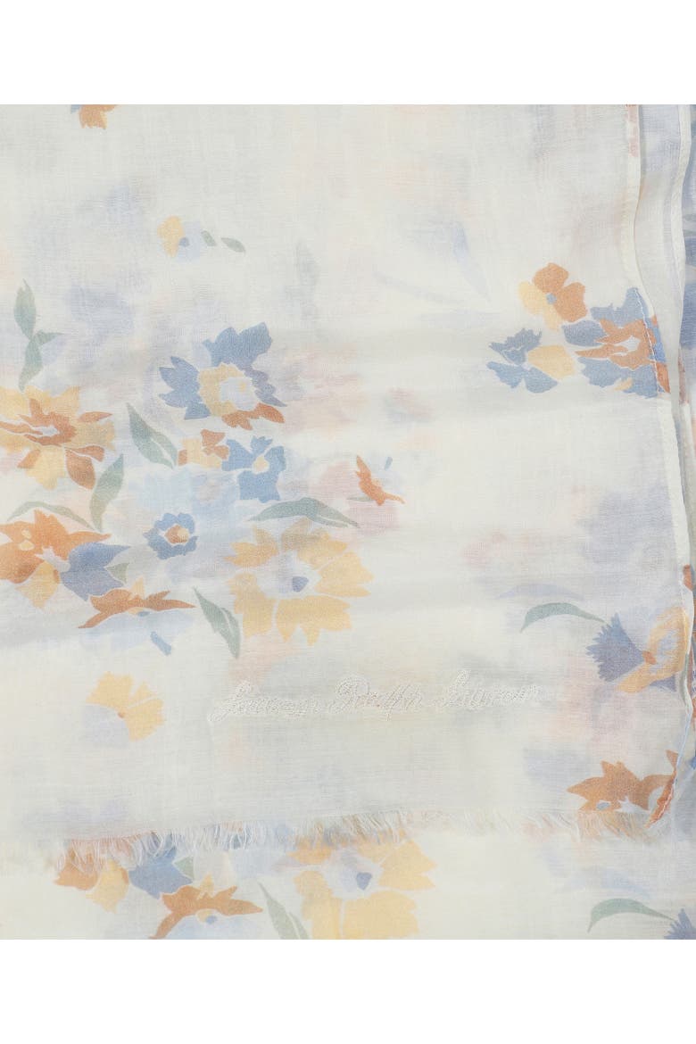 Floral Crinkled Wrap, Alternate, color, Mascarpone Cream