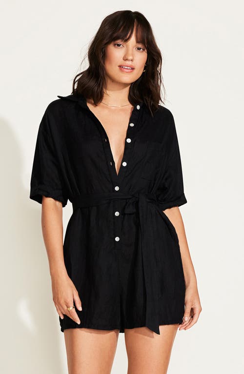 Shop Vitamin A ® Playa Linen Cover-up Romper In Black