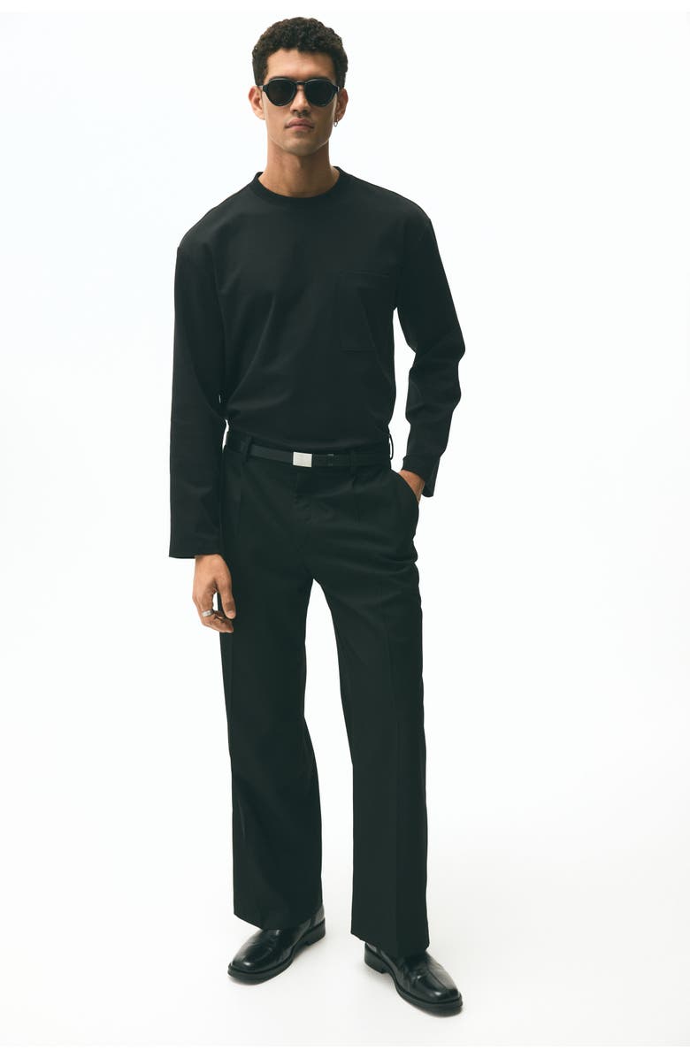 H&M Loose Fit Long-sleeved Jersey Top, Alternate, color, Black