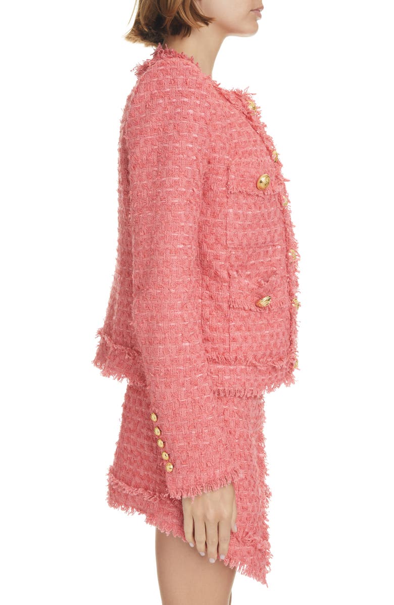 Balmain Six-Button Tweed Jacket, Alternate, color, Rose Salmon