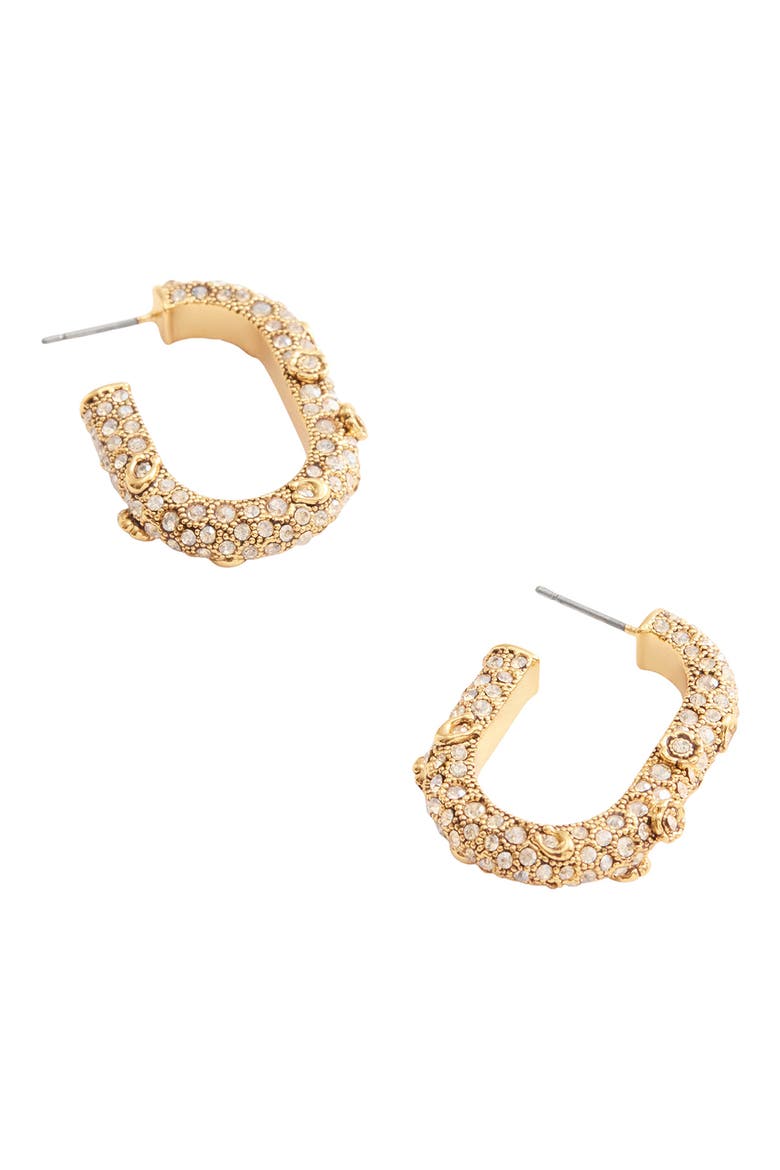 Pavé Crystal Floral Oval Hoop Earrings, Alternate, color, CRYSTAL/ GOLD