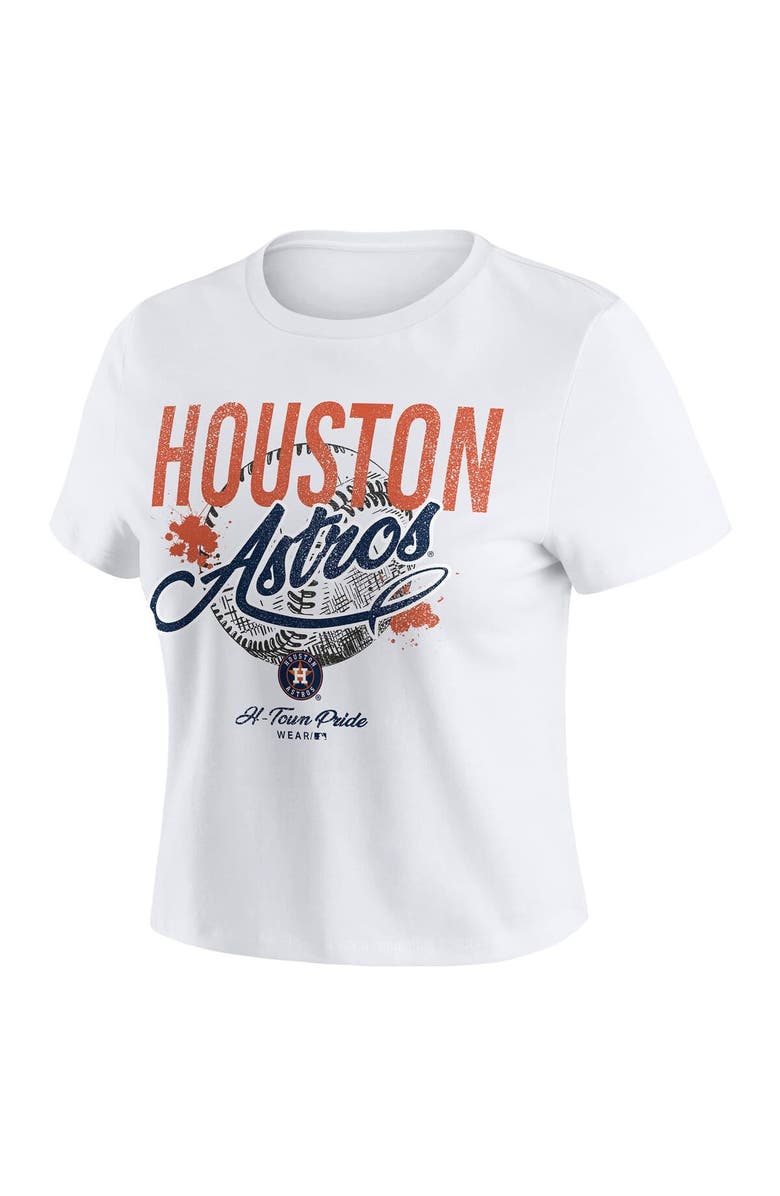 WEAR by Erin Andrews Women's WEAR by Erin Andrews White Houston Astros Distressed Cropped Baby T-Shirt, Alternate, color, White