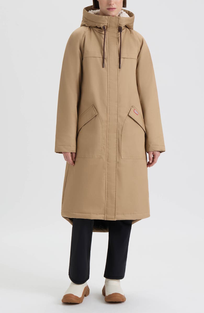 Hunter Jane Hooded Water Repellent Coat, Main, color, British Tan