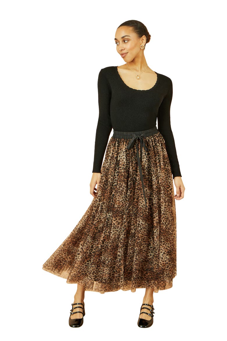 Mesh Tulle Skirt, Alternate, color, Brown