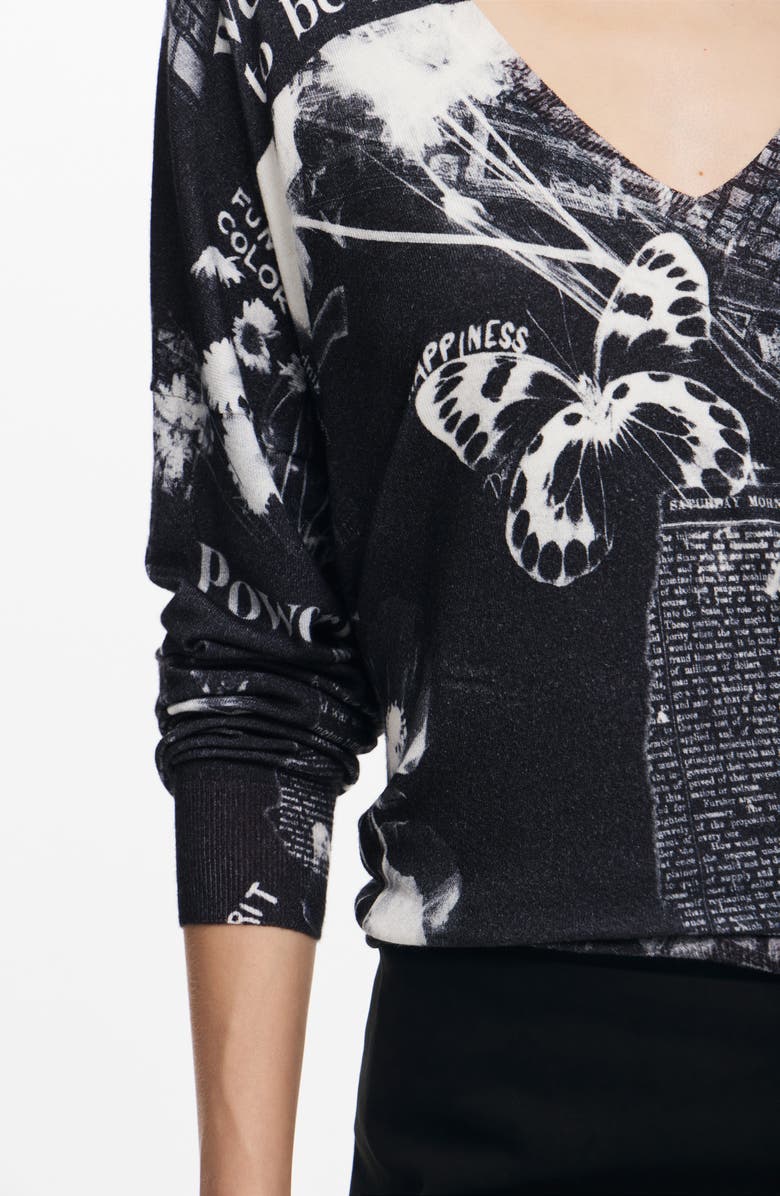 Desigual Kawartha Lakes Print V-Neck Sweater, Alternate, color, 