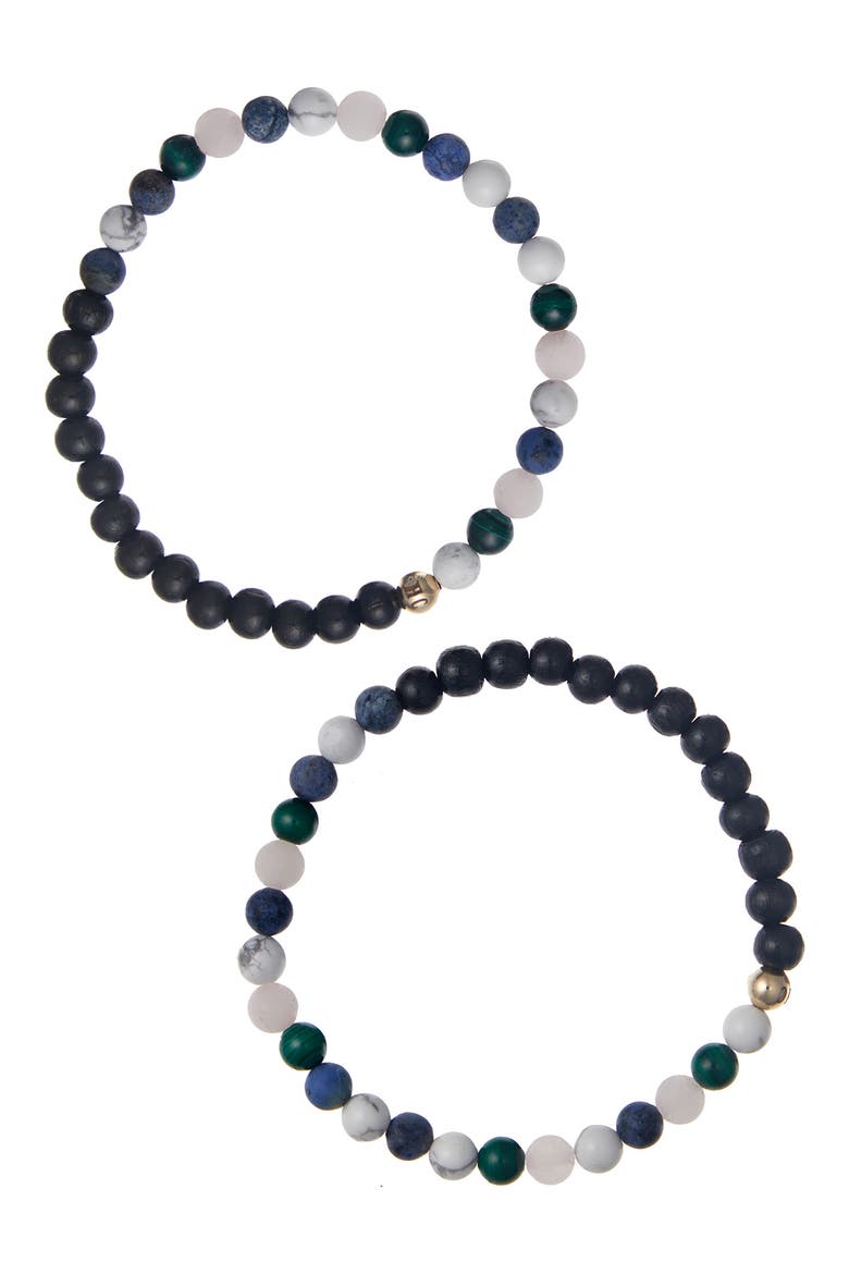 Men's N91 Mental Focus Set of 2 Healer's Bracelets, Main, color, BLACK