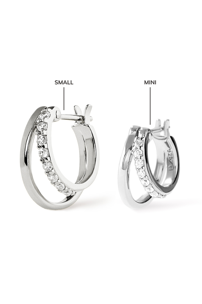 Double Hoop Earrings - Toda Mini Silver, Alternate, color, Silver