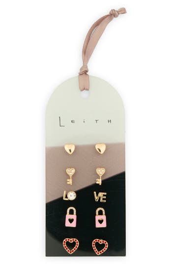 Leith Assorted 5-pack Stud Earrings In Gold