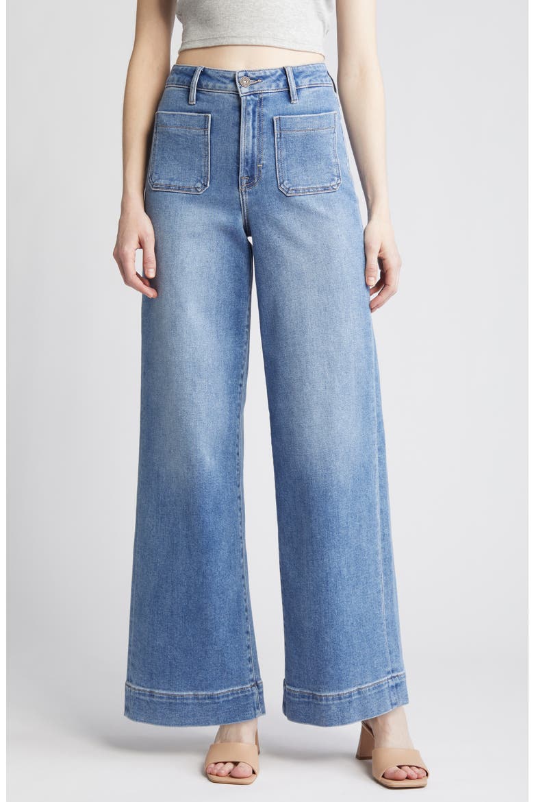 Patch Pocket Wide Leg Jeans, Main, color, MEDIUM WASH