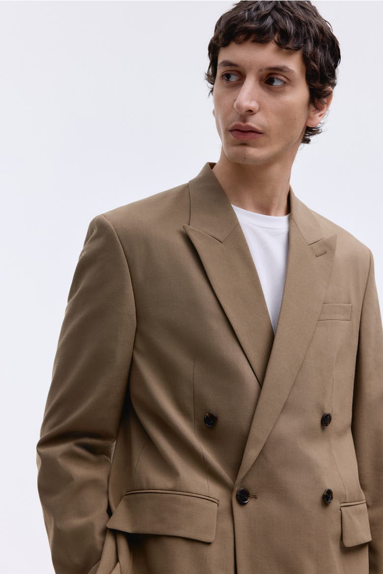 Relaxed Fit Double-breasted Jacket, Alternate, color, Dark beige