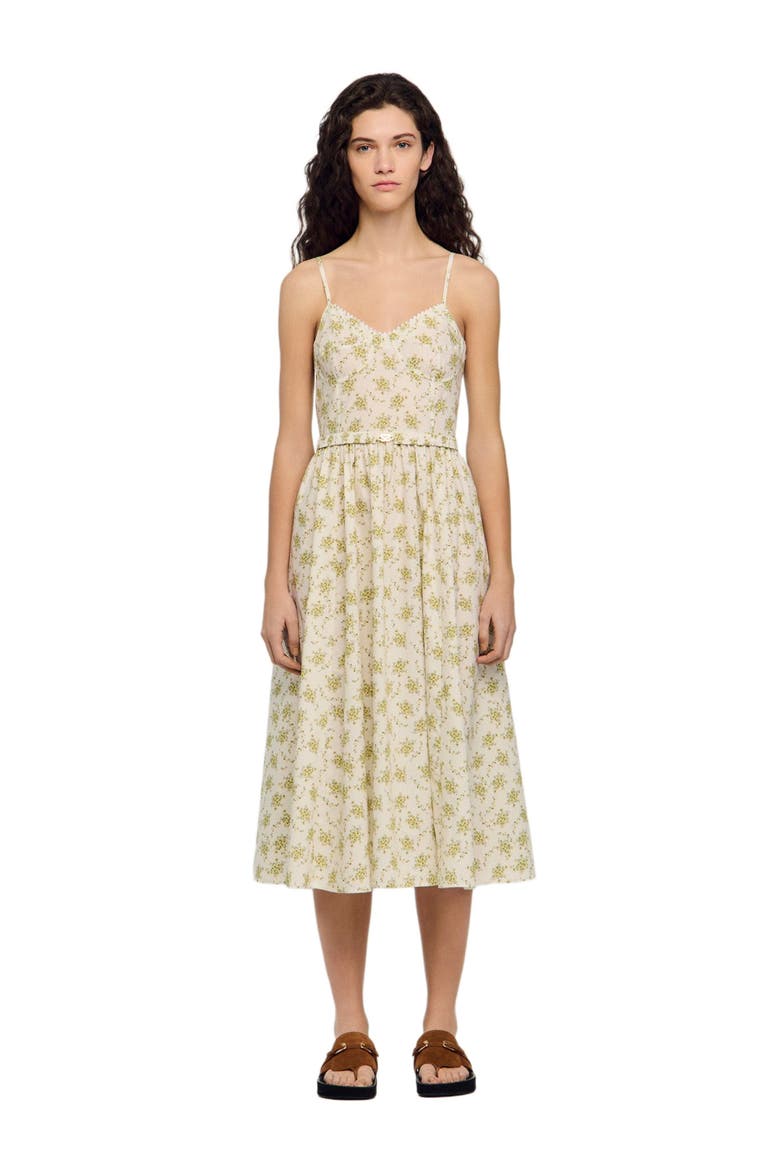 Floral maxi dress with straps, Main, color, Olive / ecru