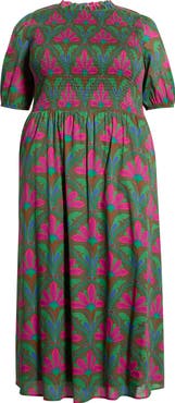 SUGARLIPS Evanna Floral Bermy Smocked Maxi Dress