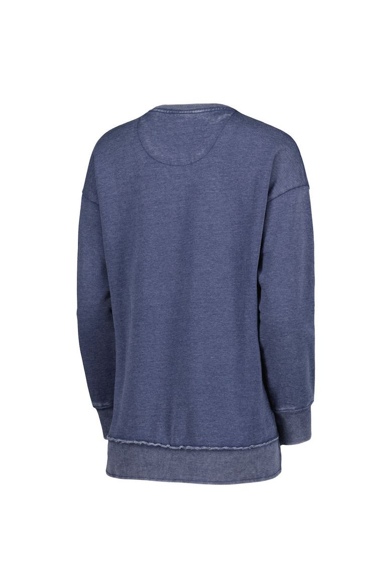 Women's Pressbox Navy West Virginia Mountaineers Marniville Vintage Wash Pullover Sweatshirt, Alternate, color, Navy