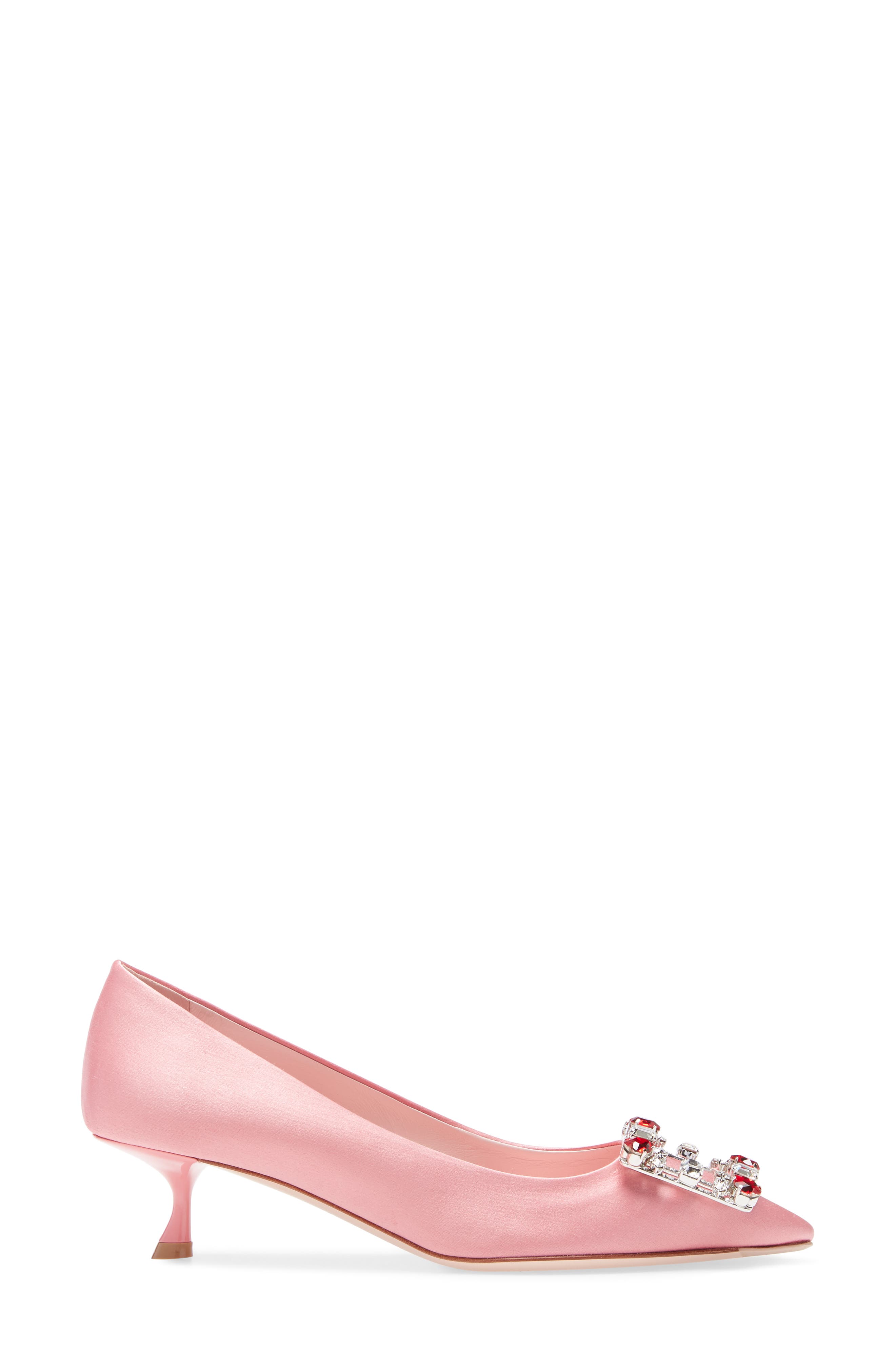 Roger Vivier Brochamour Crystal Heart Buckle Pointed Toe Pump, Alternate, color, 