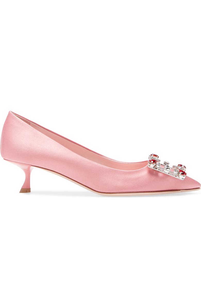 Roger Vivier Brochamour Crystal Heart Buckle Pointed Toe Pump, Alternate, color,