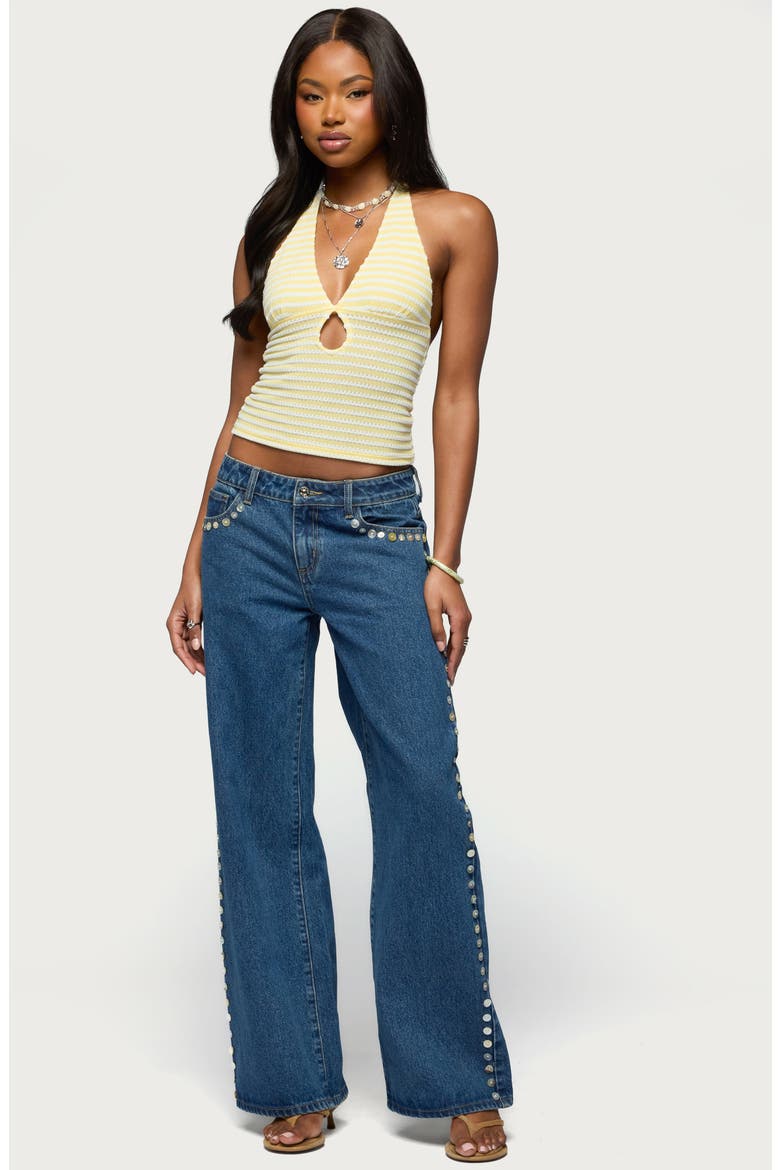 Maylah Stripe Knit Keyhole Halter Top, Alternate, color, YELLOW