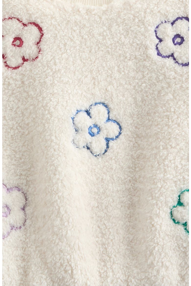 Floral Embroidered Faux Fur Sweatshirt, Alternate, color, IVORY EGRET MULTI DAISY