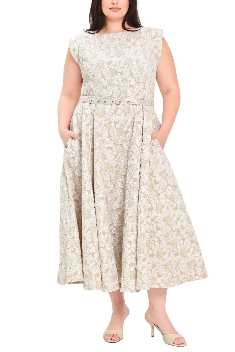 Jacquard Midi Dress, Main, color, IVORY