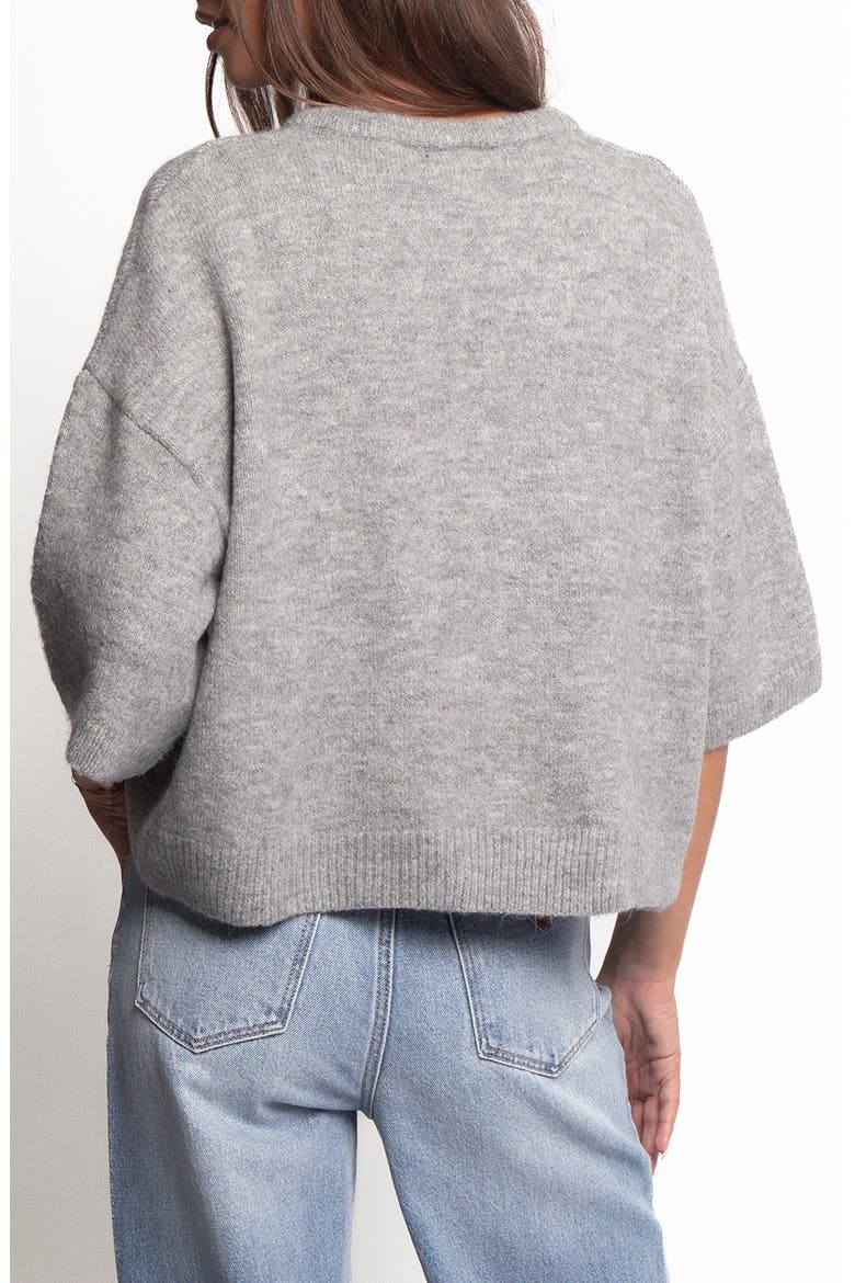 Lilith Elbow Sleeve Cardigan, Alternate, color, GREY