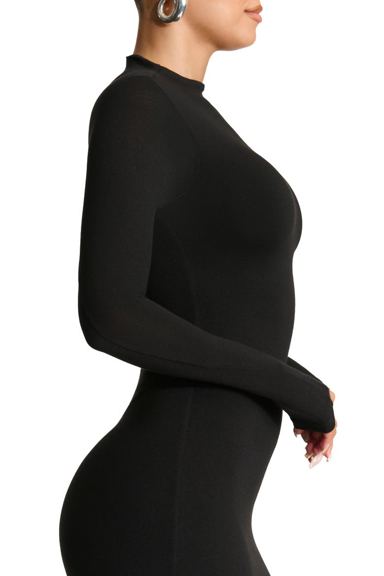 The NW Long Sleeve Midi Dress, Alternate, color, BLACK