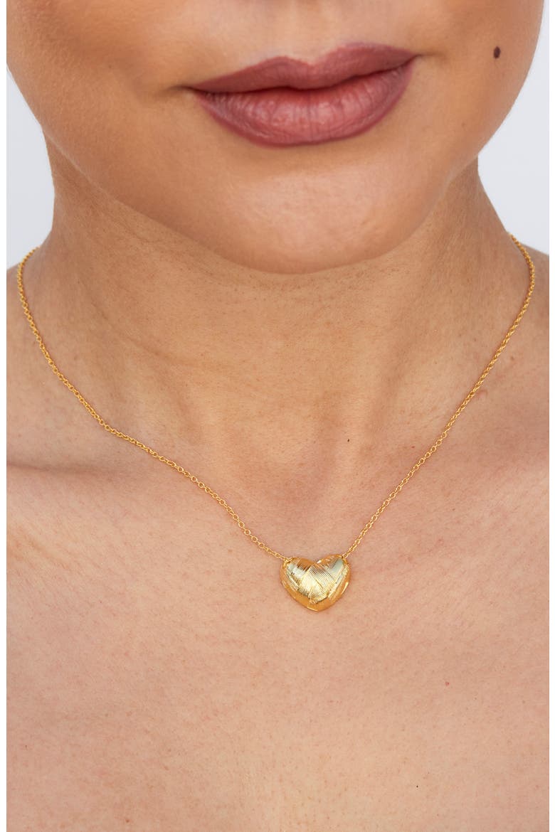 Basket Weave Wide Heart Pendnant Necklace, Alternate, color, YELLOW