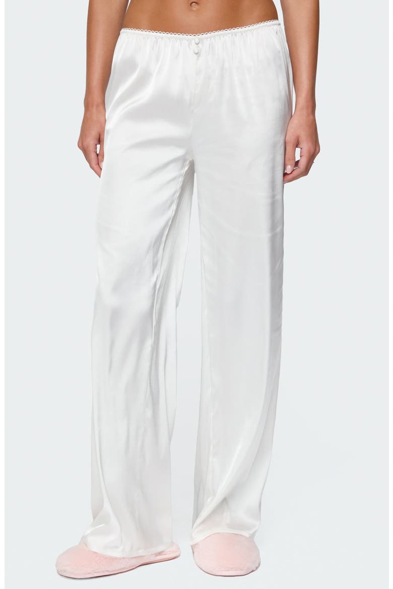 Izabella Satin Effect Wide Leg Pants, Main, color, WHITE